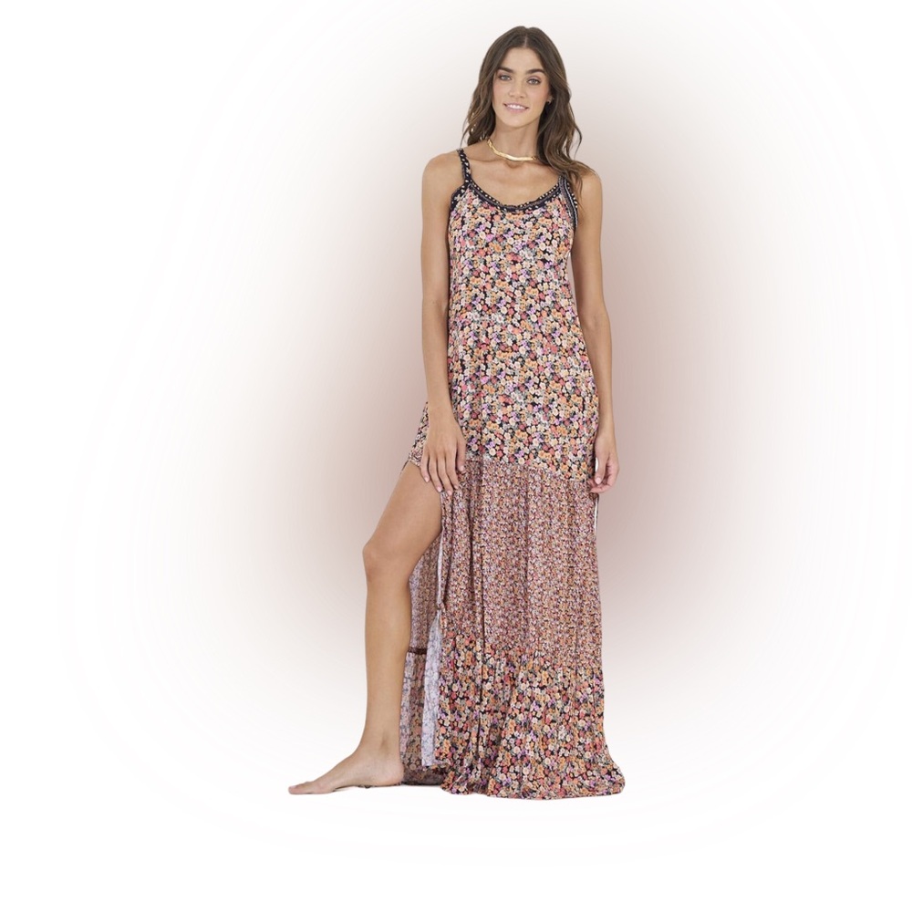 MAAJI Alessi Tiered Maxi Floral Print Dress SZ LG